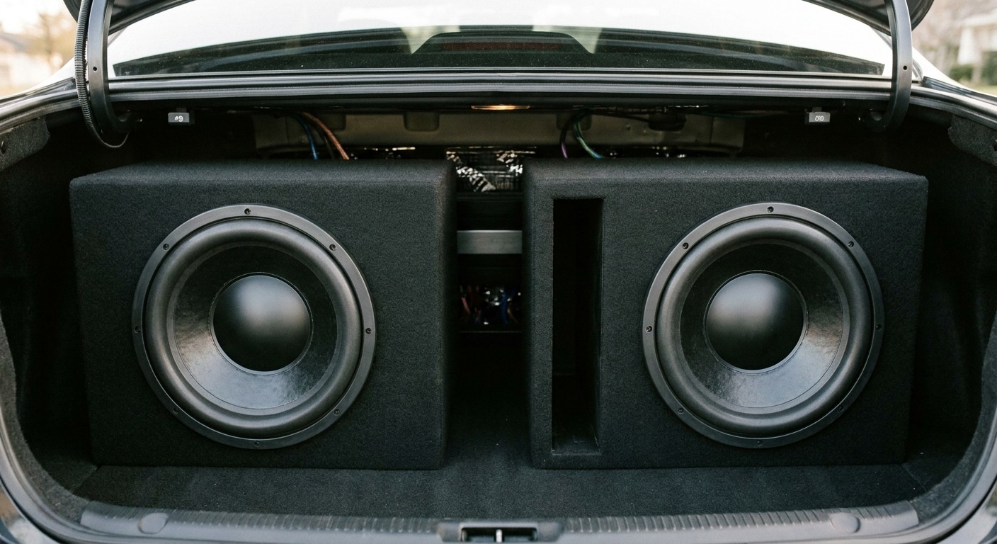 Sealed and ported subwoofer enclosures side by side