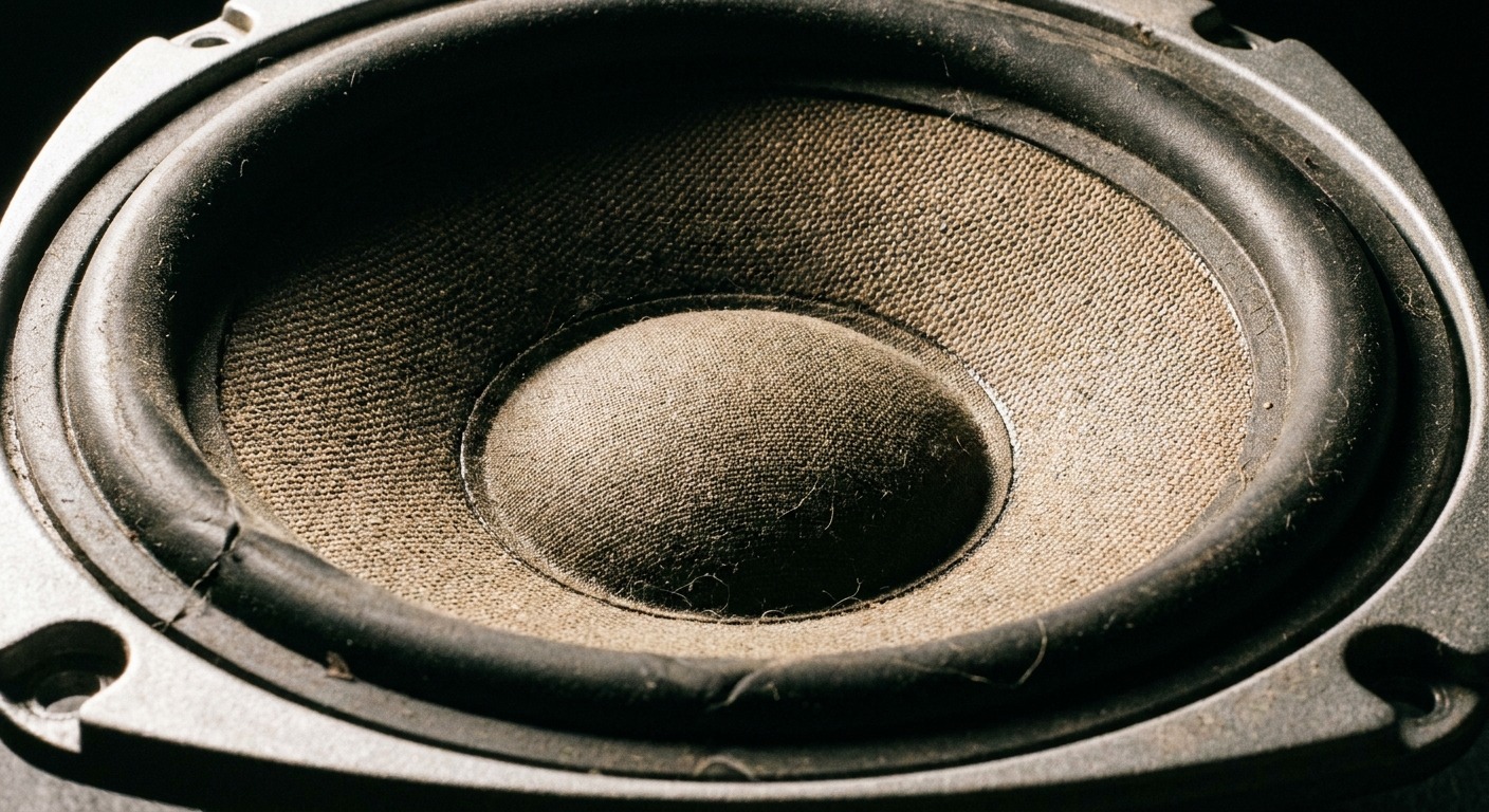 Close-up of a loudspeaker driver cone and surround